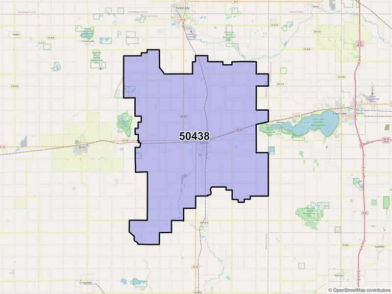 Map of ZIP Code 50438 — Garner, IA