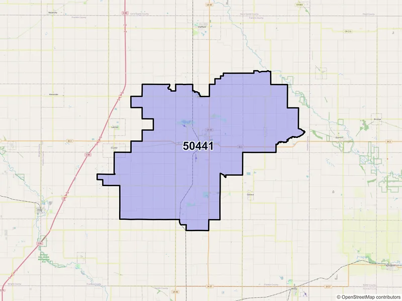 Map of ZIP Code 50441 — Hampton, IA