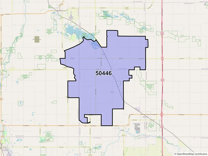 Map of ZIP Code 50446 — Joice, IA