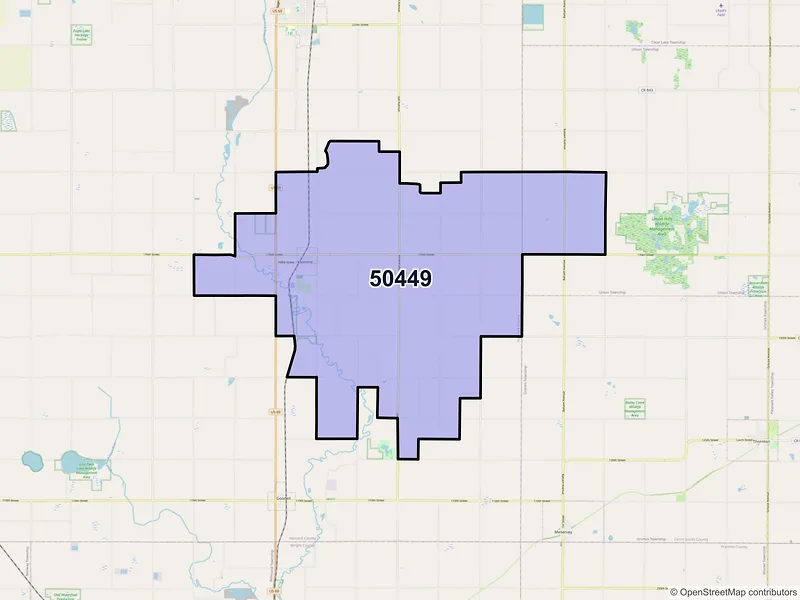Map of ZIP Code 50449 — Klemme, IA