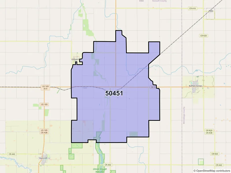 Map of ZIP Code 50451 — Lakota, IA