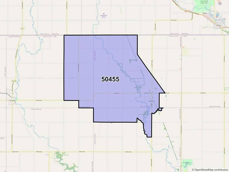 Map of ZIP Code 50455 — Mc Intire, IA