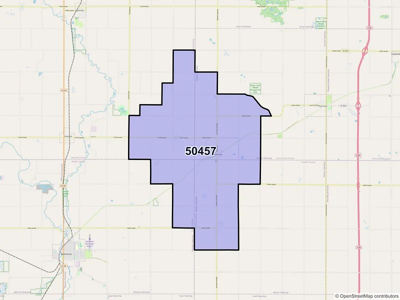 Map of Meservey, Iowa and ZIP codes