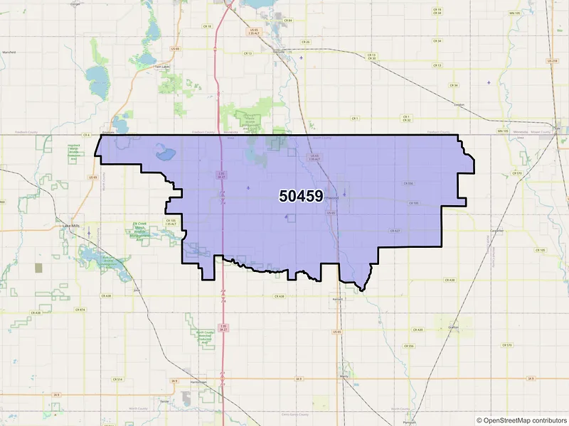 Map of ZIP Code 50459 — Northwood, IA