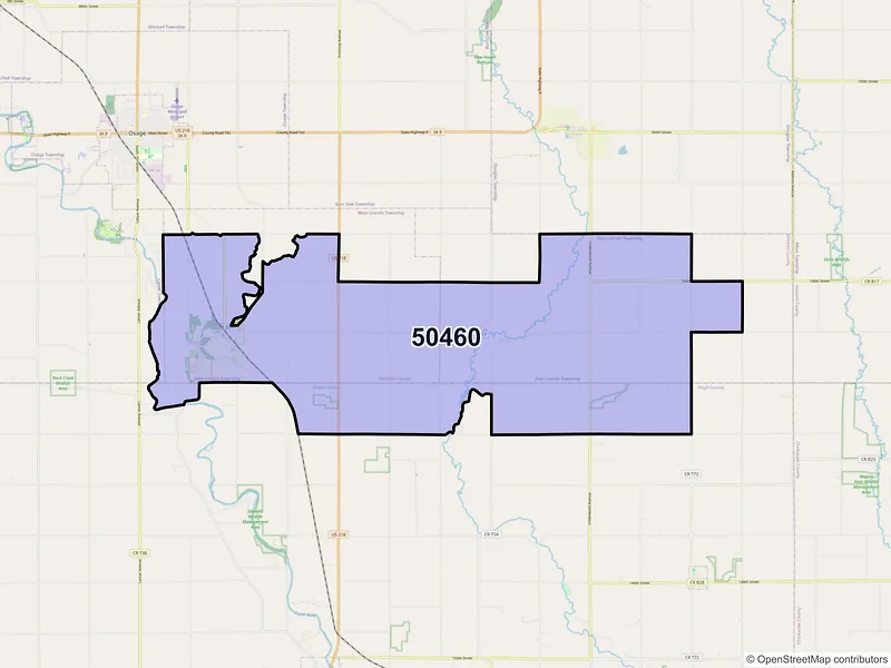 Map of ZIP Code 50460 — Orchard, IA