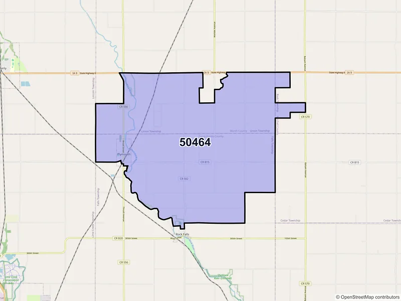 Map of ZIP Code 50464 — Plymouth, IA