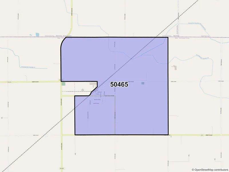 Map of Rake, Iowa and ZIP codes