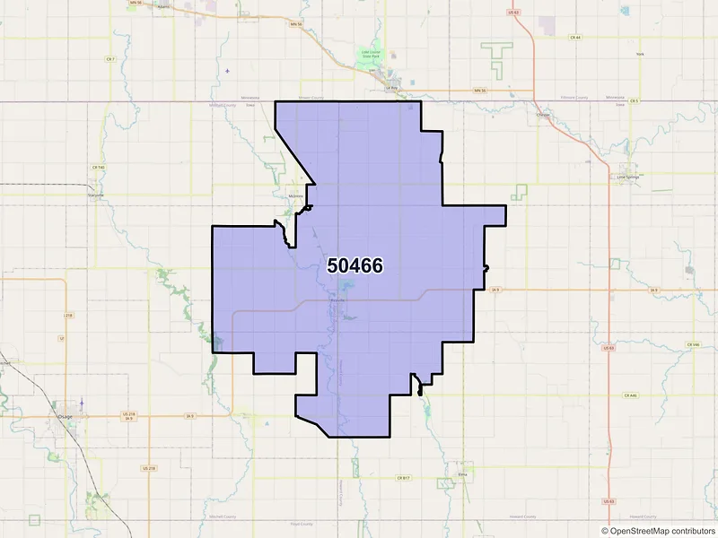 Map of ZIP Code 50466 — Riceville, IA