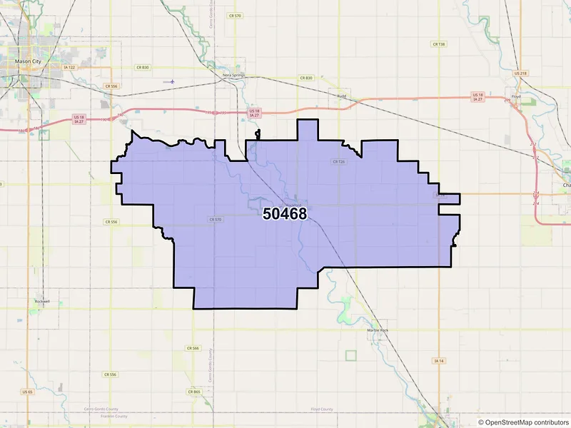 Map of ZIP Code 50468 — Rockford, IA