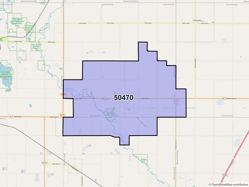 Map of ZIP Code 50470 — Rowan, IA