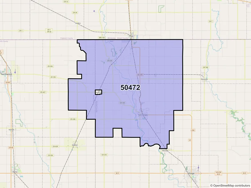 Map of ZIP Code 50472 — Saint Ansgar, IA