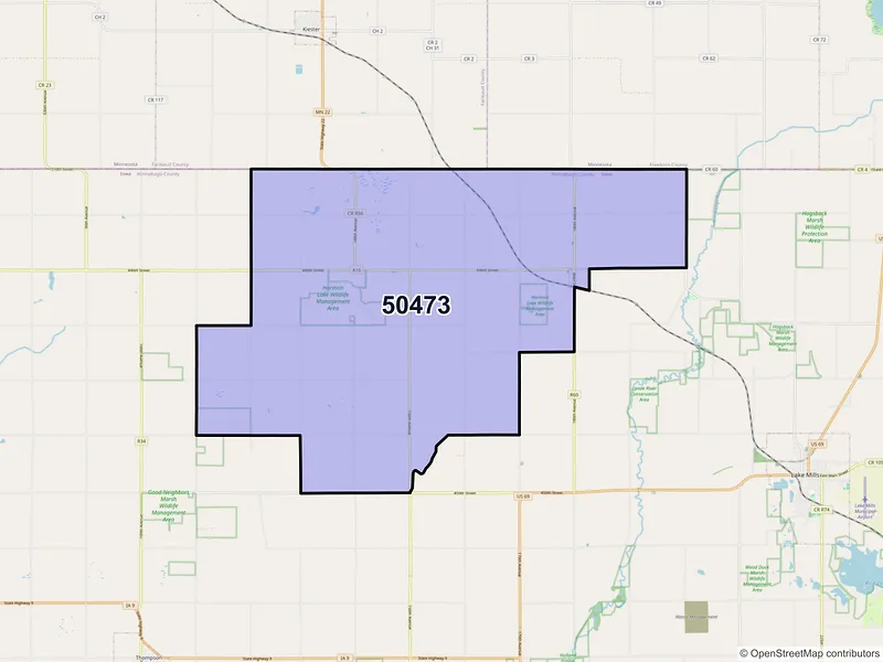 Map of ZIP Code 50473 — Scarville, IA