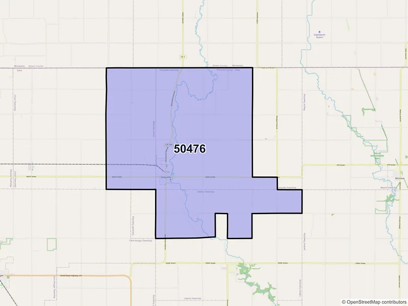 Map of Stacyville, Iowa and ZIP codes