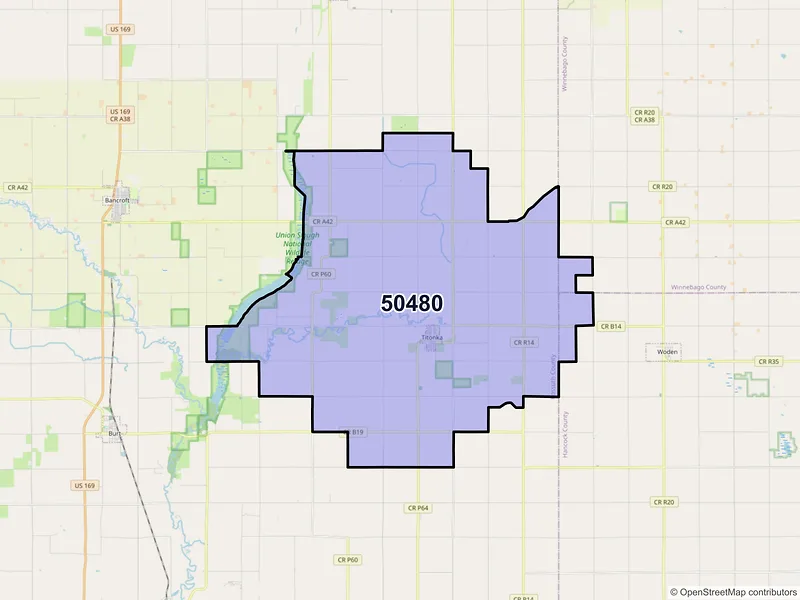 Map of Titonka, Iowa and ZIP codes