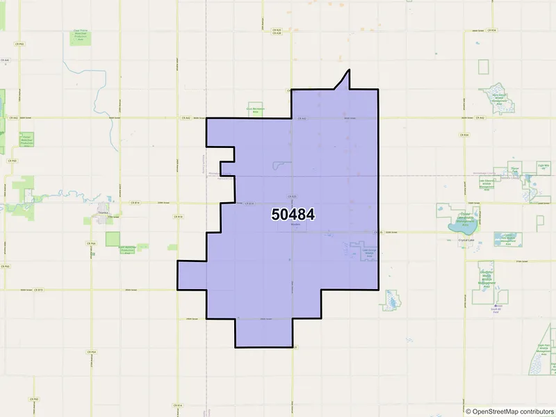 Map of ZIP Code 50484 — Woden, IA