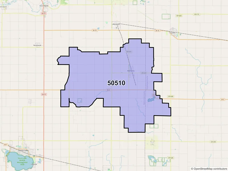 Map of ZIP Code 50510 — Albert City, IA