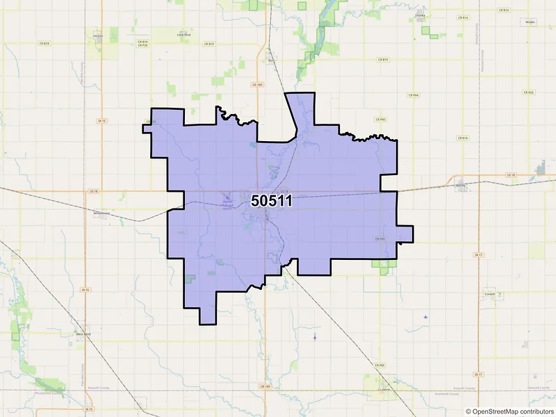 Map of ZIP Code 50511 — Algona, IA