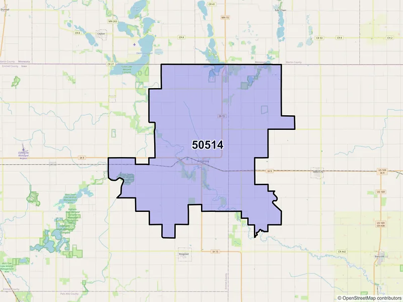 Map of ZIP Code 50514 — Armstrong, IA