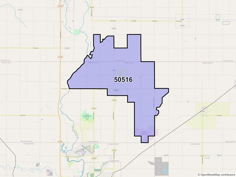 Map of ZIP Code 50516 — Badger, IA