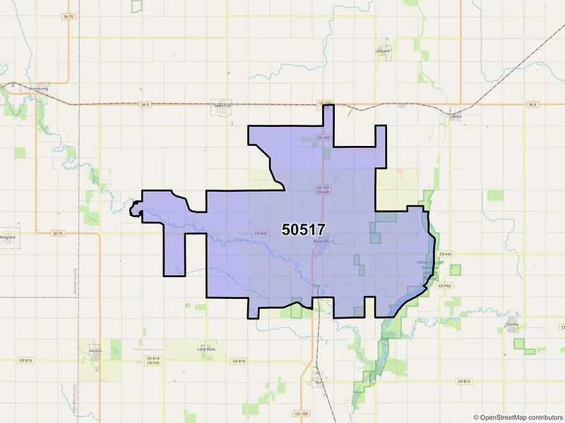 Map of ZIP Code 50517 — Bancroft, IA