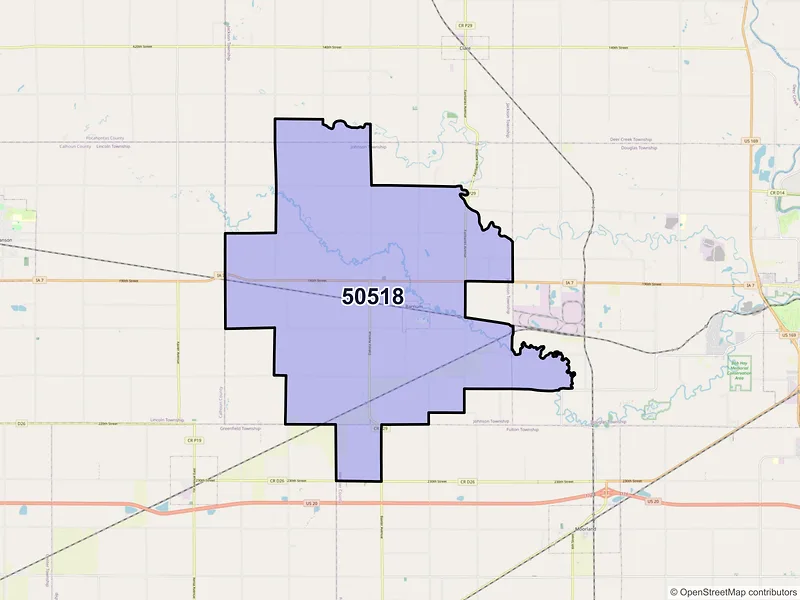 Map of Barnum, Iowa and ZIP codes