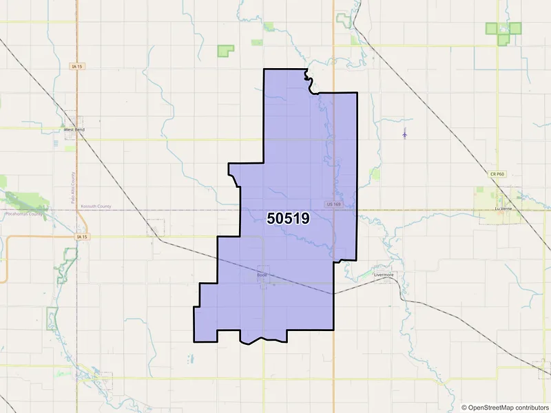 Map of ZIP Code 50519 — Bode, IA
