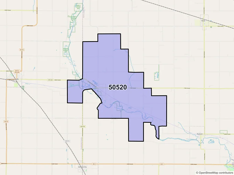 Map of Bradgate, Iowa and ZIP codes
