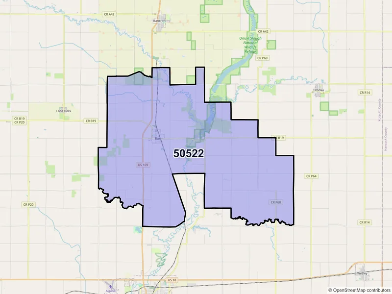 Map of ZIP Code 50522 — Burt, IA