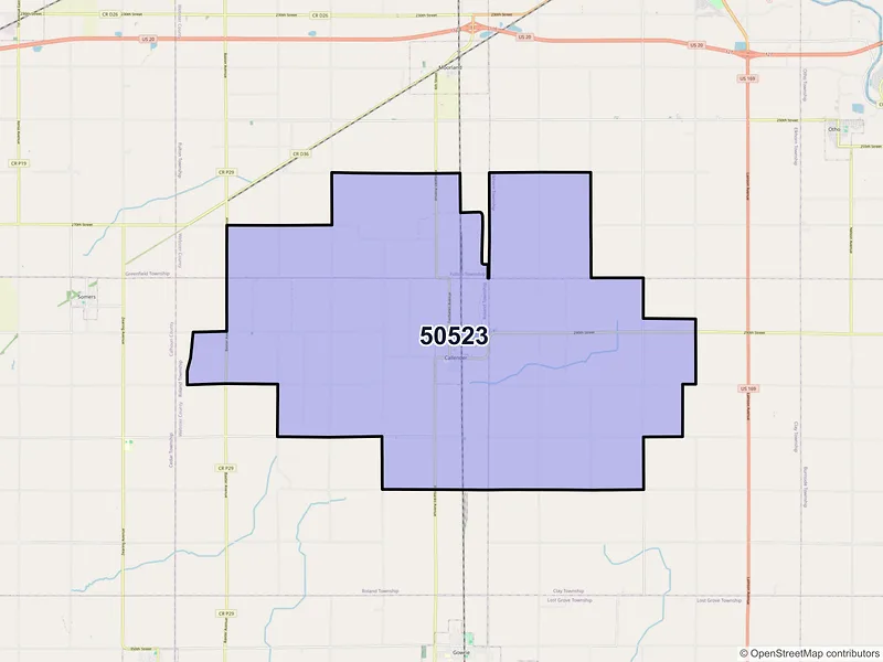 Map of Callender, Iowa and ZIP codes