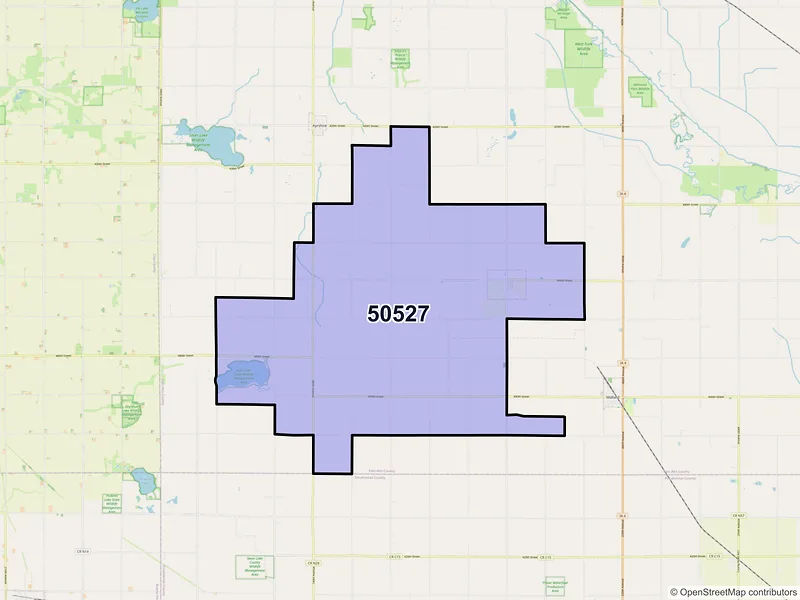 Map of Curlew, Iowa and ZIP codes