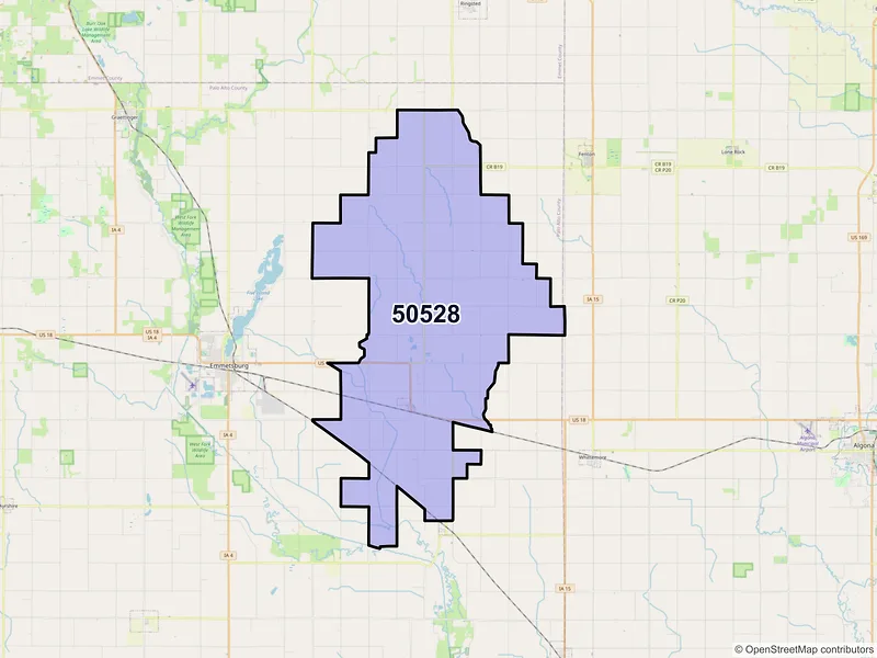 Map of ZIP Code 50528 — Cylinder, IA