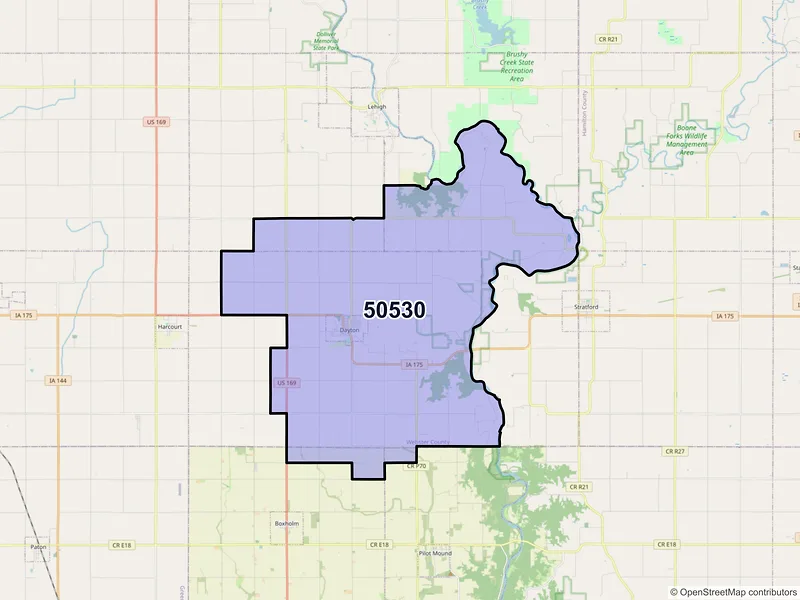 Map of Dayton, Iowa and ZIP codes
