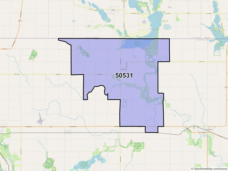 Map of Dolliver, Iowa and ZIP codes