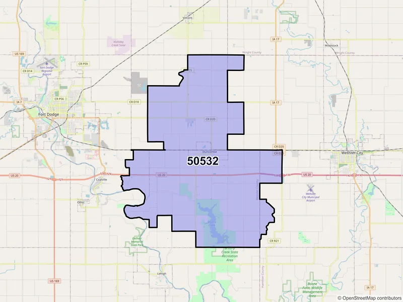 Map of ZIP Code 50532 — Duncombe, IA
