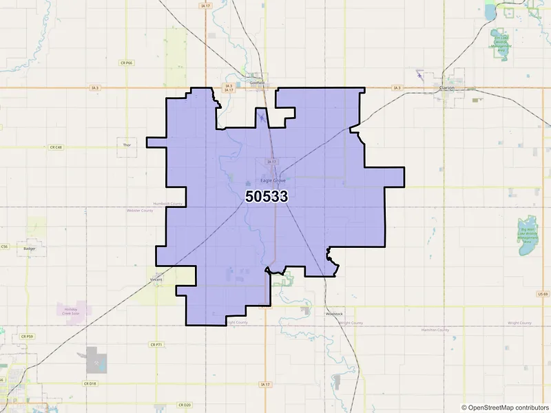 Map of ZIP Code 50533 — Eagle Grove, IA