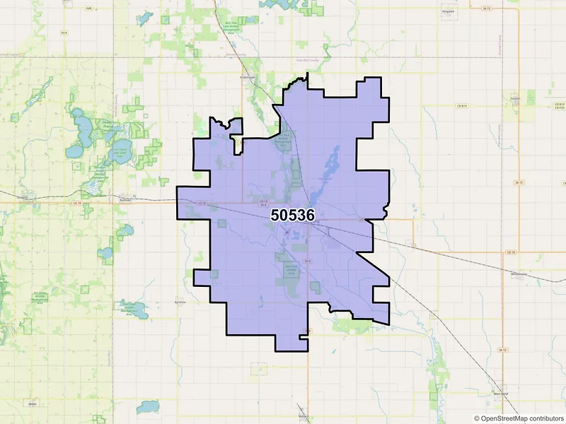 Map of ZIP Code 50536 — Emmetsburg, IA