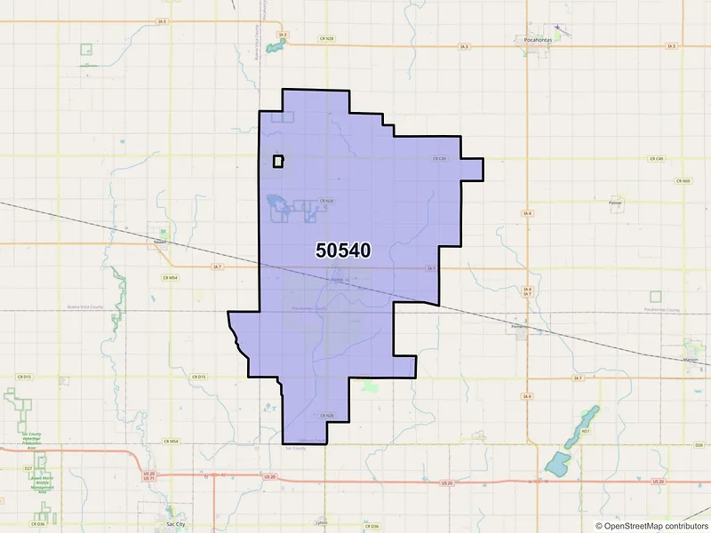 Map of ZIP Code 50540 — Fonda, IA