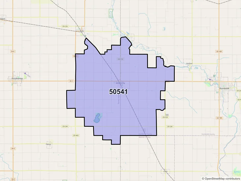 Map of ZIP Code 50541 — Gilmore City, IA