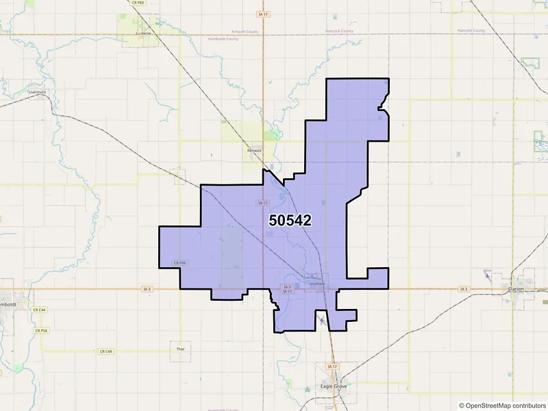 Map of ZIP Code 50542 — Goldfield, IA