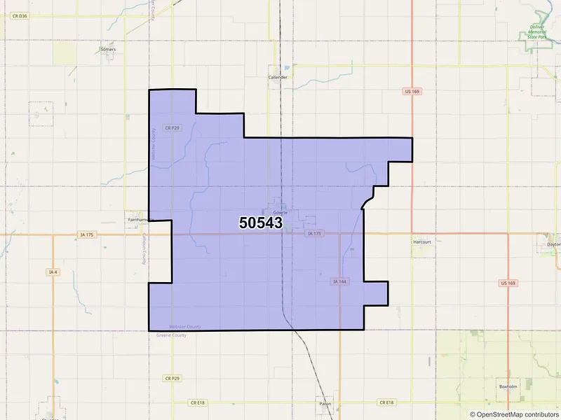 Map of ZIP Code 50543 — Gowrie, IA