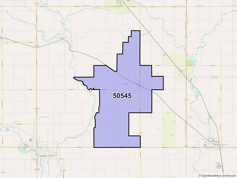 Map of ZIP Code 50545 — Hardy, IA
