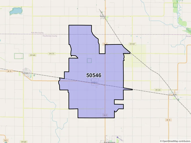 Map of Havelock, Iowa and ZIP codes