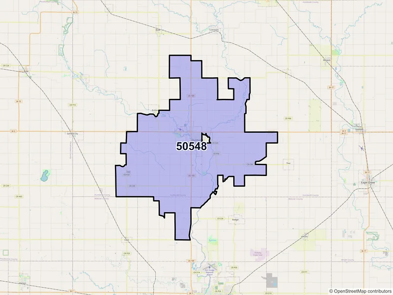 Map of ZIP Code 50548 — Humboldt, IA