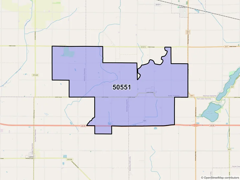 Map of ZIP Code 50551 — Jolley, IA