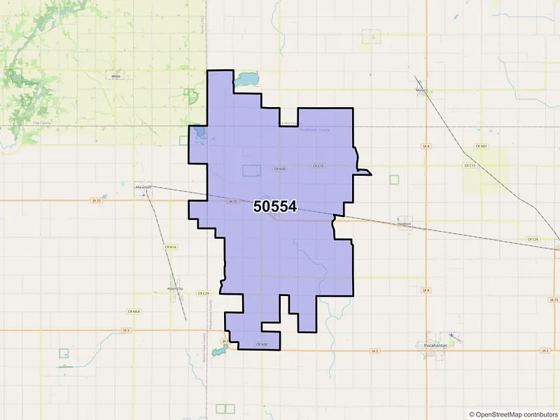 Map of ZIP Code 50554 — Laurens, IA
