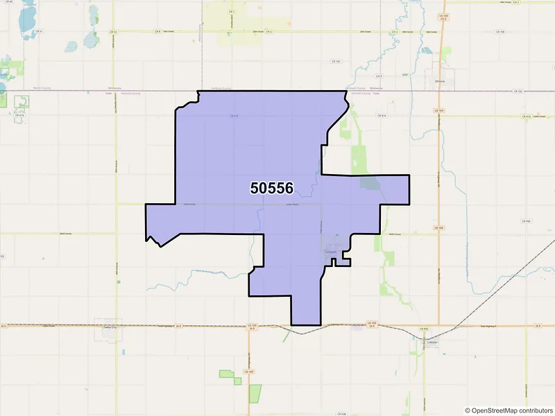 Map of Ledyard, Iowa and ZIP codes