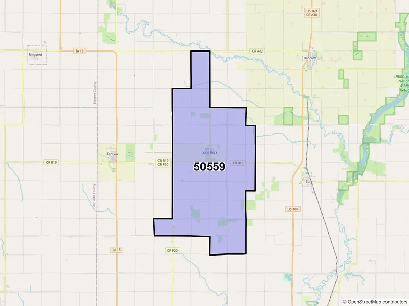 Map of ZIP Code 50559 — Lone Rock, IA