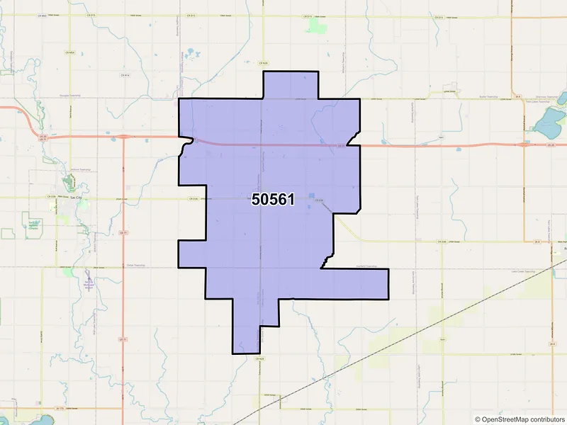 Map of ZIP Code 50561 — Lytton, IA