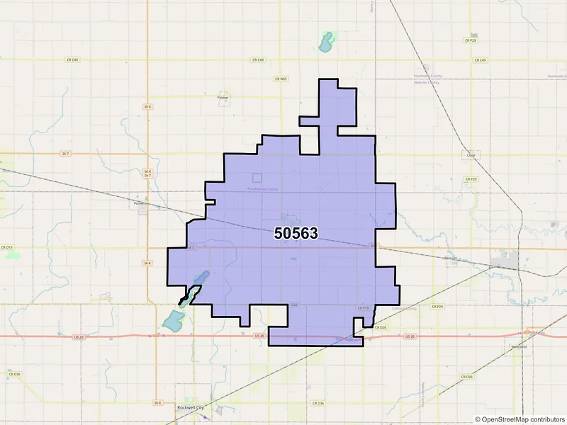 Map of Manson, Iowa and ZIP codes