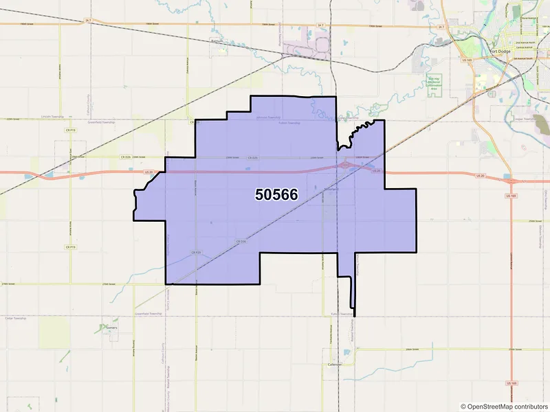 Map of ZIP Code 50566 — Moorland, IA